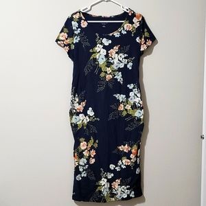 Isabel maternity Dark blue floral print dress XL